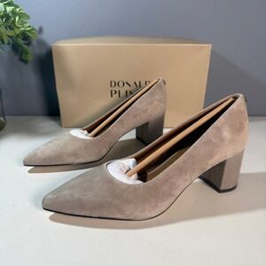 Donald Pliner Stephaniks Kidsuede Block Heel Pumps Light Taupe‎ Size 6.5